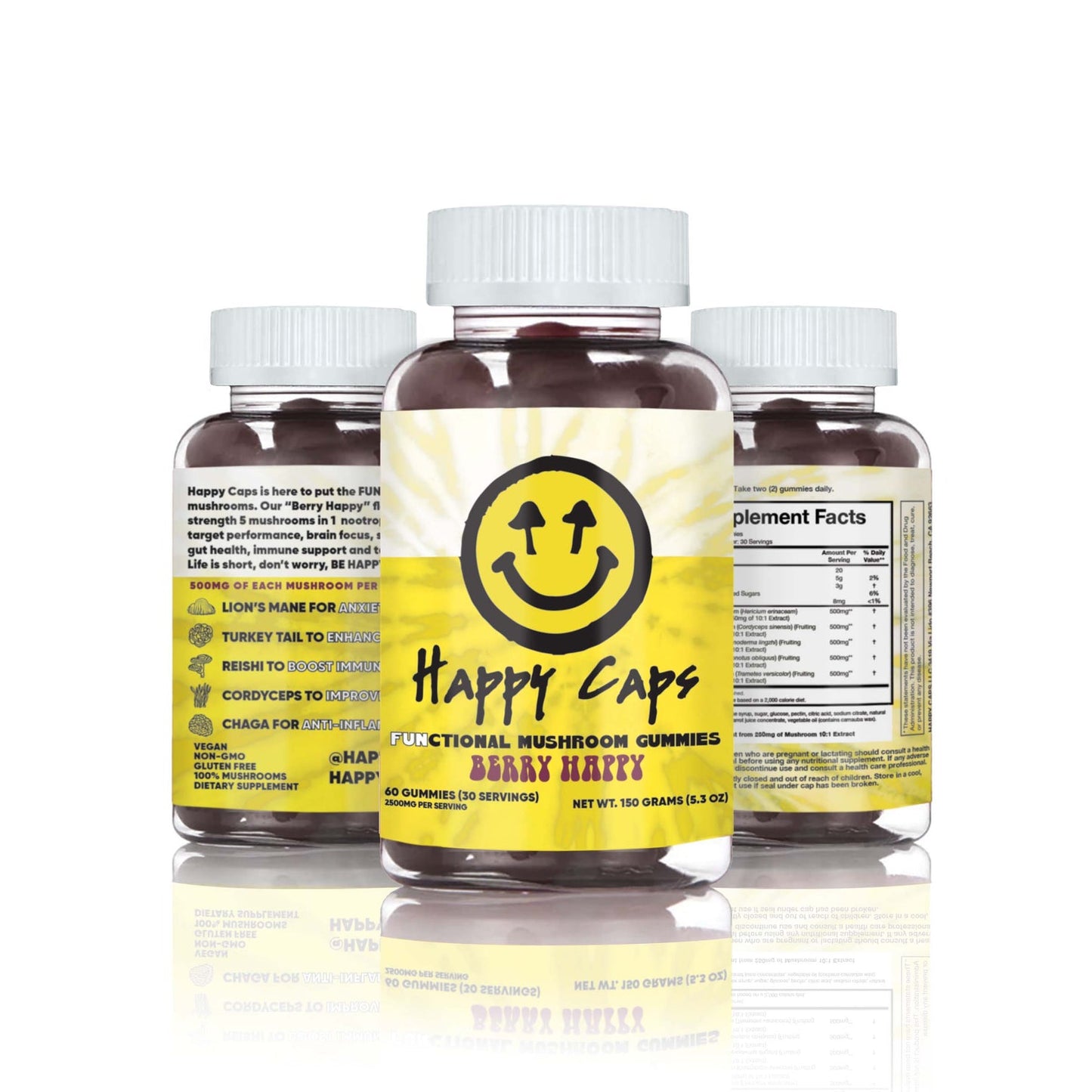 Happy Caps Functional Mushroom Gummies - Berry Happy