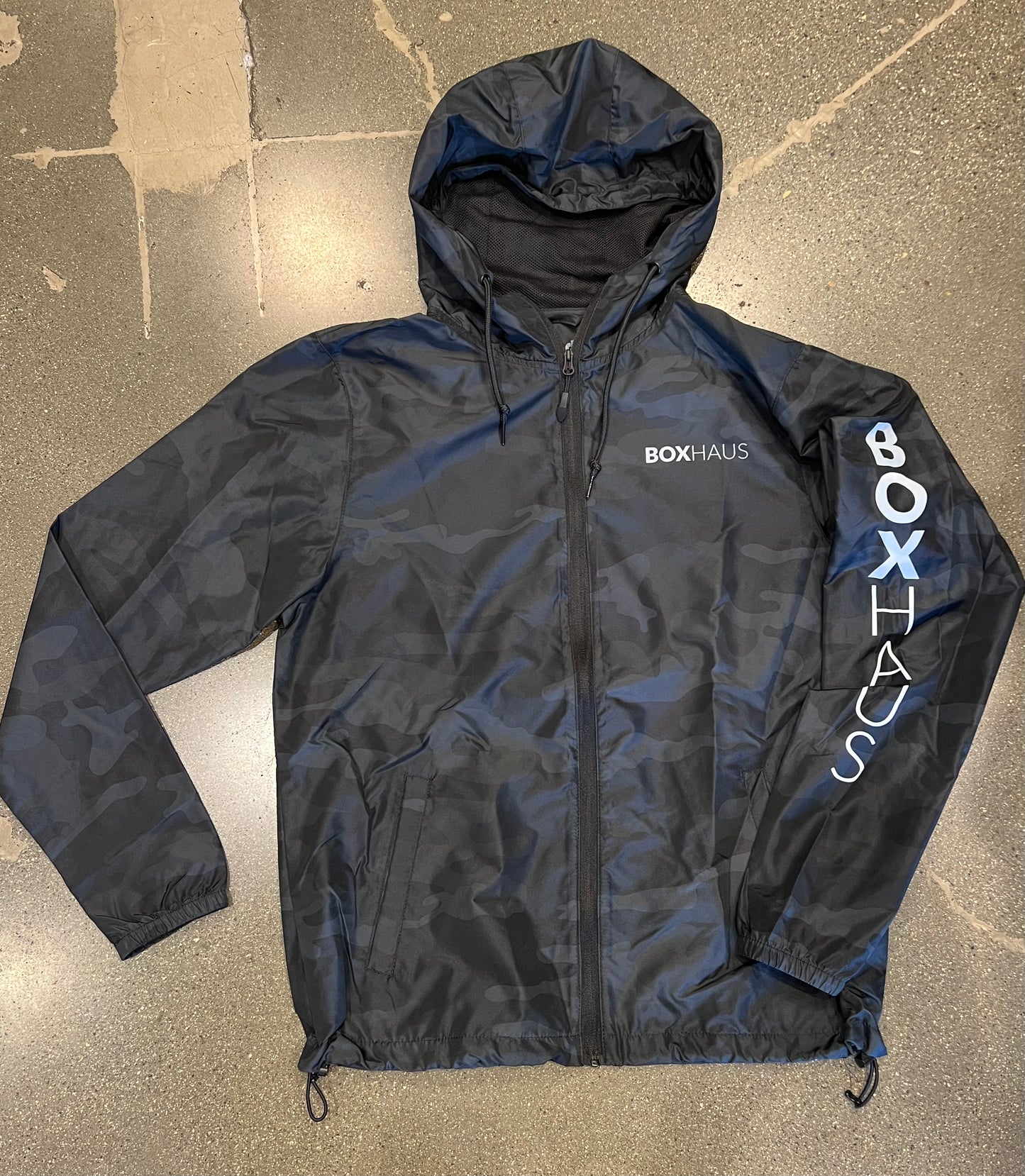 BOXHAUS Zip Camo Hooded Windbreaker