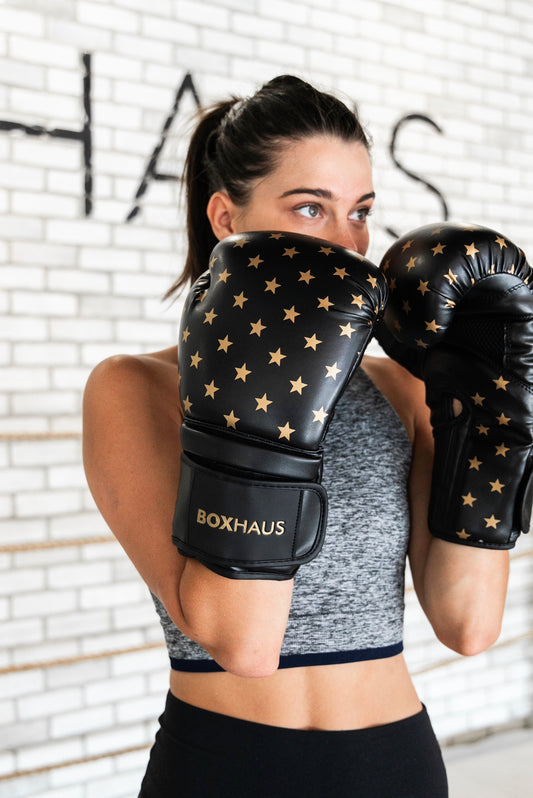 BOXHAUS Gloves: BLACK & GOLD STAR