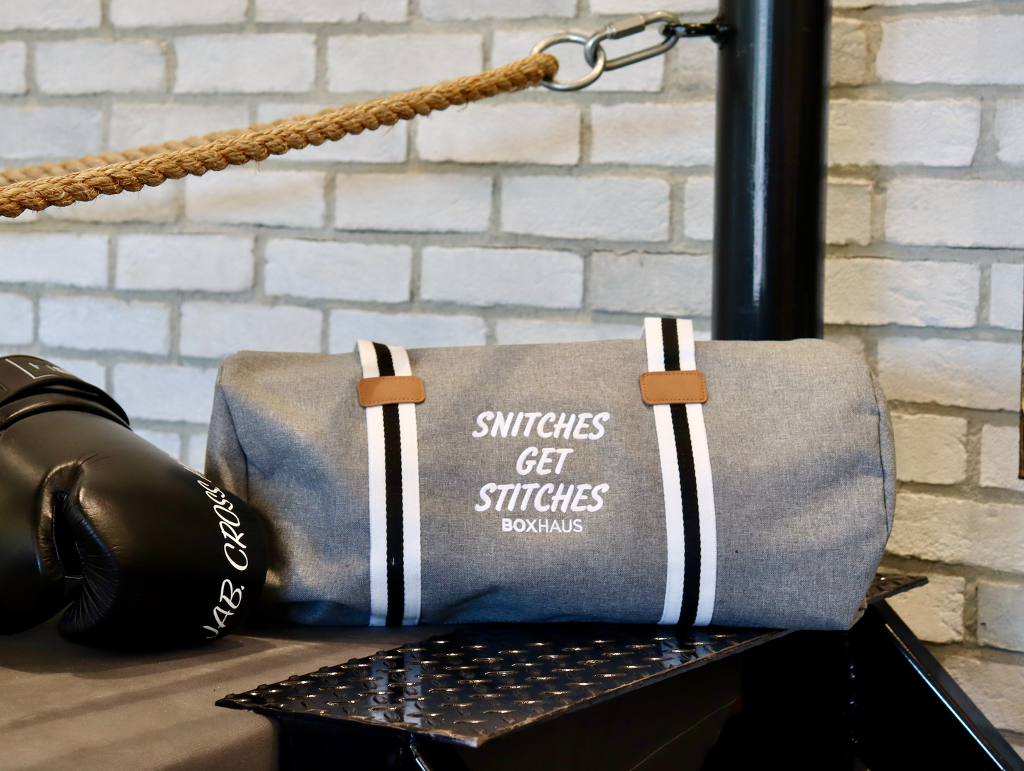BOXHAUS- DUFFLE BAG SNITCHES GET STITCHES